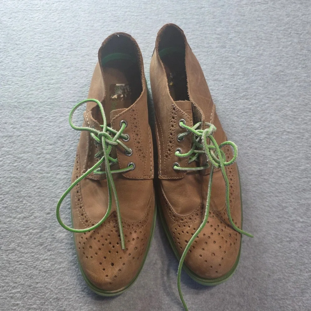 Sperry Top-Sider Mens Wingtip‎ Oxford Brogue Dress Shoes Tan Green 10.5